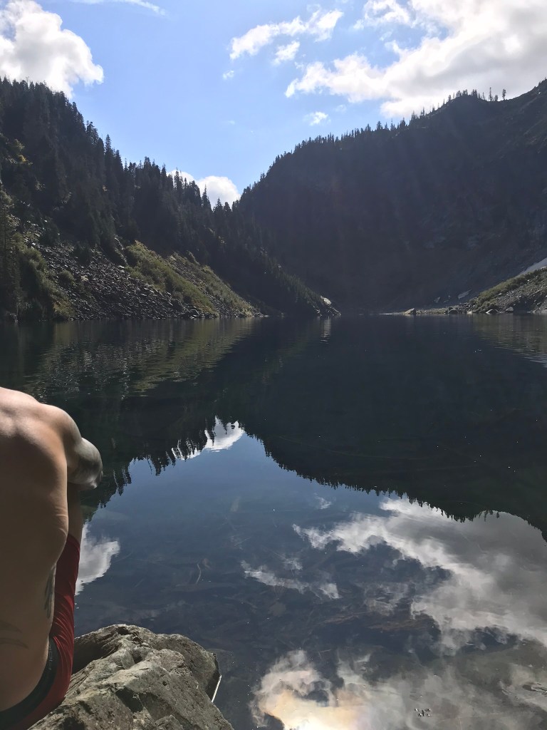 Lake, clouds, reflect